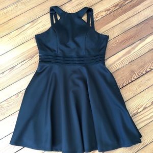 Black High Neck Fit and Flare Dress